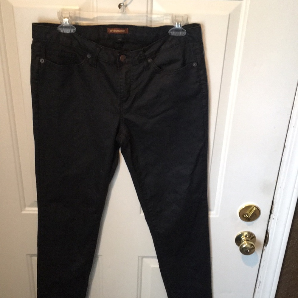 Long black pants with a sheen from Hive & Honey